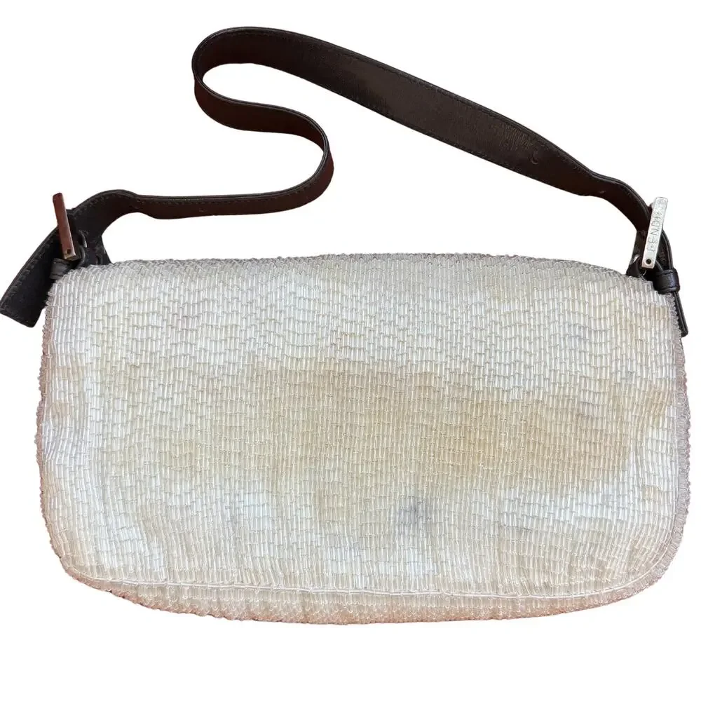 Vintage White Beaded Fendi Baguette Bag - Picture 2 of 13